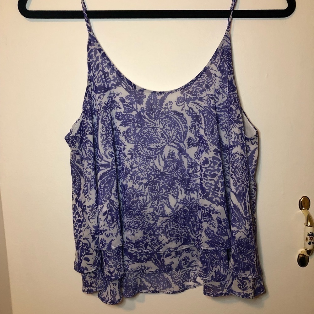 Soprano Purple Floral Layered Cami Tank Top Boho Summer Size M